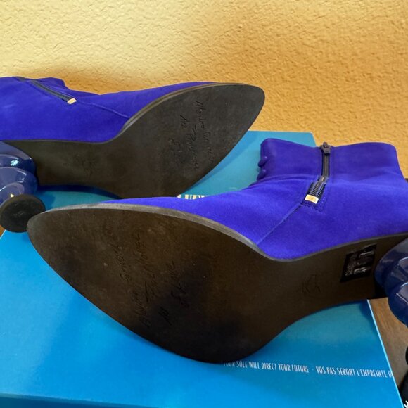 John Fluevog Powerhouse Jyoti Zip-Up Ankle Boots with Heel Sz 9 Royal Blue - Picture 7 of 14